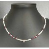 Collar de perlas y piedras rosas y malvas