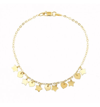 Pulsera oro 18K con colgantes