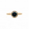 Anillo de oro rosa con topacio London Blue y diamantes