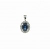 Colgante de oro blanco (18K) con diamante y zafiro