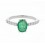 Sortija de oro blanco (18K) con diamante y esmeralda