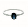 Sortija de oro blanco (18K) con diamante y zafiro