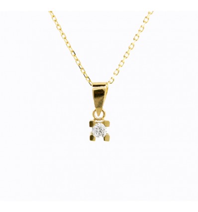 Colgante y cadena de oro amarillo (18K) con diamante