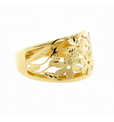Sortija de oro amarillo (18K) con con dibujos y calada