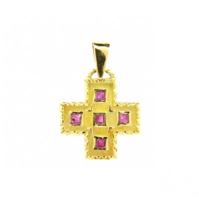 Cruz de oro de 18K con piedras
