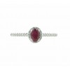 Sortija de oro blanco (18K) con diamante y rubí