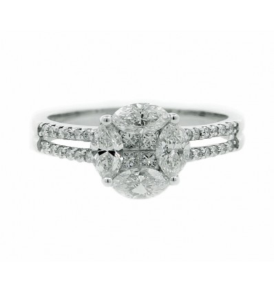 Sortija de oro blanco con diamantes