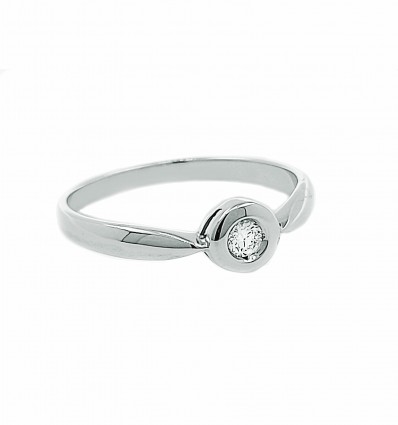 Anillo chatón oro blanco y diamante