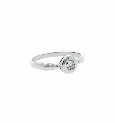 Anillo chatón oro blanco y diamante