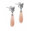 Pendientes de oro blanco (18K) con diamantes y coral natural