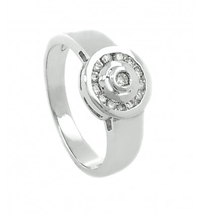 Sortija de oro blanco con diamantes