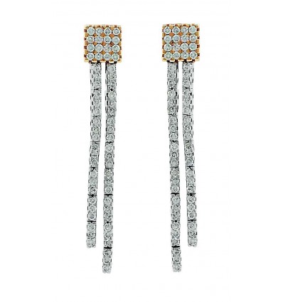 Pendientes de oro blanco y oro rosa (18K) con diamante