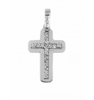 Cruz de oro blanco con diamantes