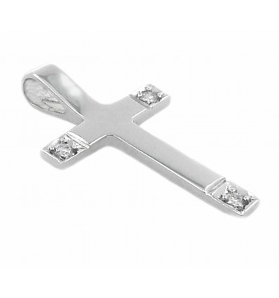 Cruz de oro blanco de 18K con diamantes