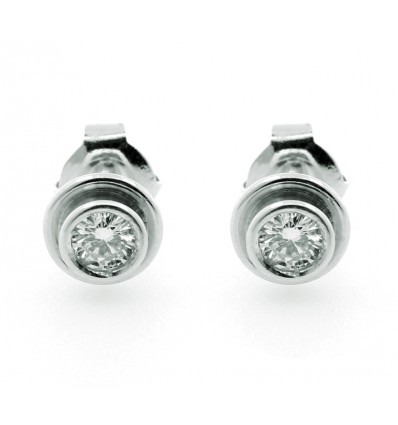 Pendientes chatón oro con diamantes