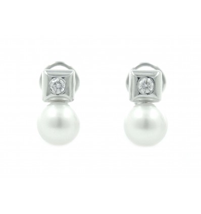 Pendientes perlas y diamantes