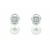 Pendientes de oro blanco (18K) con diamante y perla cultivada