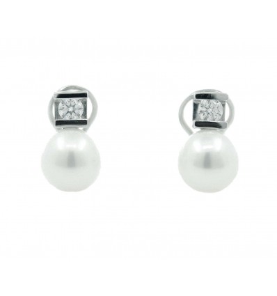 Pendientes perlas y diamantes
