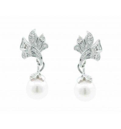 Pendientes perlas y diamantes