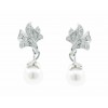 Pendientes de oro blanco (18K) con diamante y perla cultivada