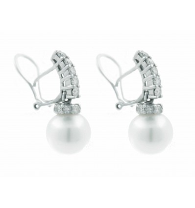 Pendientes perlas y diamantes