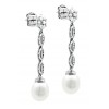 Pendientes largos perlas y diamantes boda