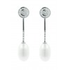 Pendientes de oro blanco (18K) con diamante y perla cultivada
