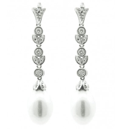 Pendientes largos perla novia