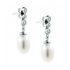 Pendientes largos perlas y diamantes boda
