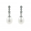 Pendientes de oro blanco (18K) con diamante y perla cultivada