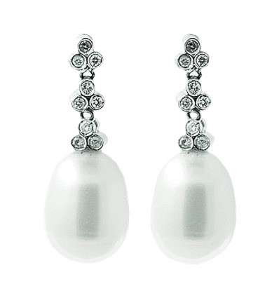 Pendientes perlas y diamantes