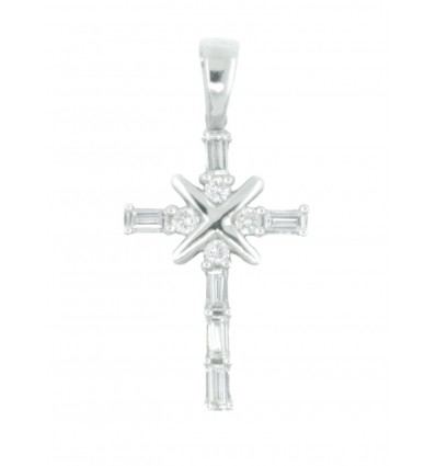 Cruz oro blanco y diamantes