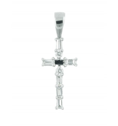 Cruz oro blanco y diamantes