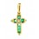 Cruz de oro amarillo (18K) con diamante y esmeralda natural