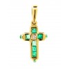 Cruz de oro amarillo (18K) con diamante y esmeralda natural