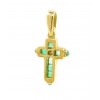 Cruz de oro amarillo (18K) con diamante y esmeralda natural