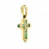 Cruz de oro amarillo (18K) con diamante y esmeralda natural