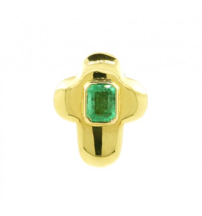 Cruz de oro amarillo (18K) con esmeralda natural