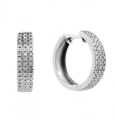PENDIENTES DE ORO BLANCO DE 750 milésimas (18K) TIPO CRIOLLAS CON 102 DIAMANTES.
