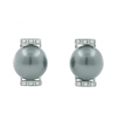 Pendientes oro con perla negra