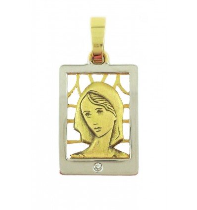 MEDALLA CON IMAGEN DE LA VIRGEN NIÑA DE ORO CON DIAMANTE