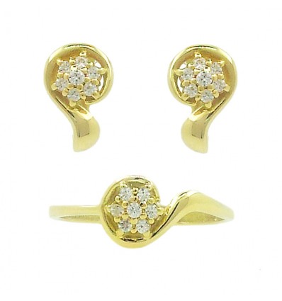 PENDIENTES COMUNION DE ORO AMARILLO CON ZIRCONITA. 