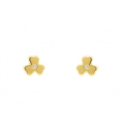 Pendientes trébol de oro amarillo (18K)
