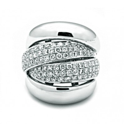 Anillo ancho oro blanco y diamantes