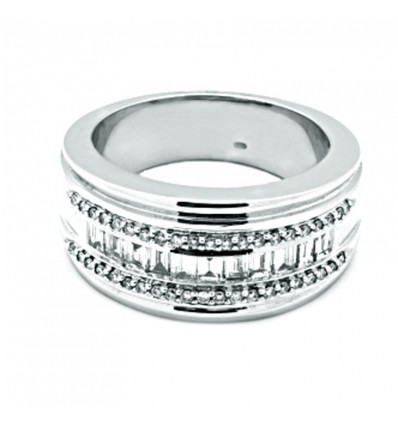 Sortija de oro blanco (18K) con diamante