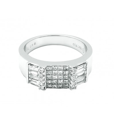 Sortija de oro blanco (18K) con diamante