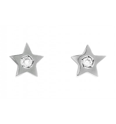 PENDIENTES estrella DE oro blanco CON DIAMANTE