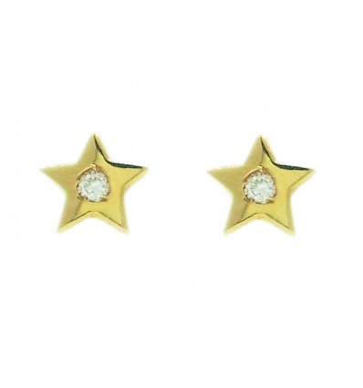 PENDIENTES BEBE ESTRELLA DE ORO AMARILLO CON DIAMANTE