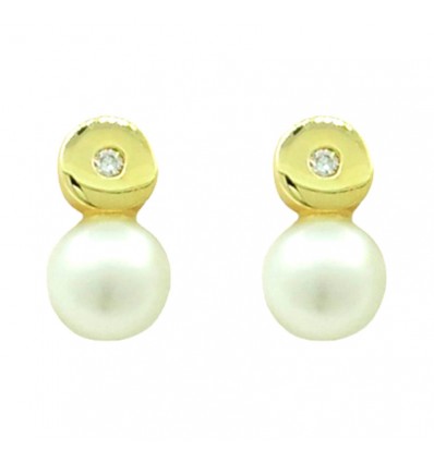 Pendientes bebe perla y diamante