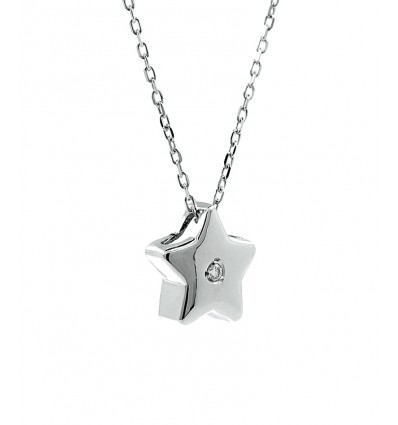 Colgante estrella de oro blanco con diamante